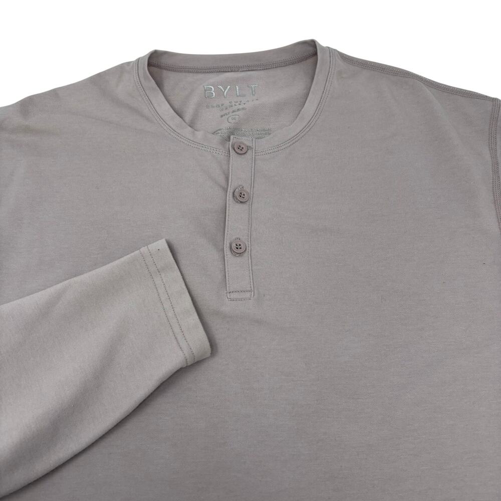 Bylt Mens Medium Drop Cut Long Sleeve Light Purple‎ Cotton Blend Henley Shirt